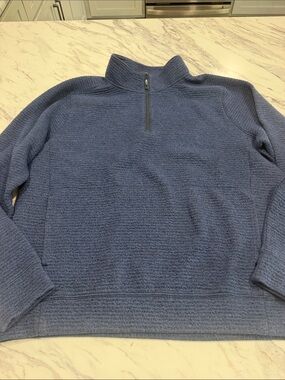 Men's Blue Quarter-Zip Textured Pullover Sweater